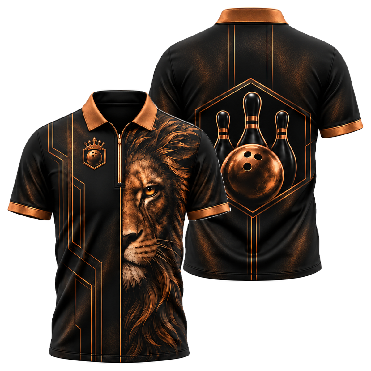 Copper Lion Pro Quarter-Zip Polo in Orange & Black