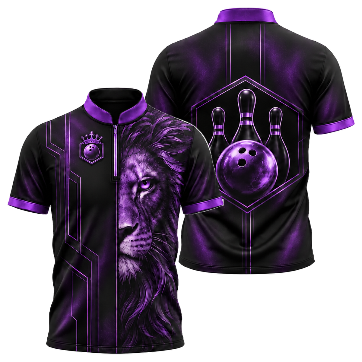 Copper Lion Pro Bowling Jersey in Purple & Black