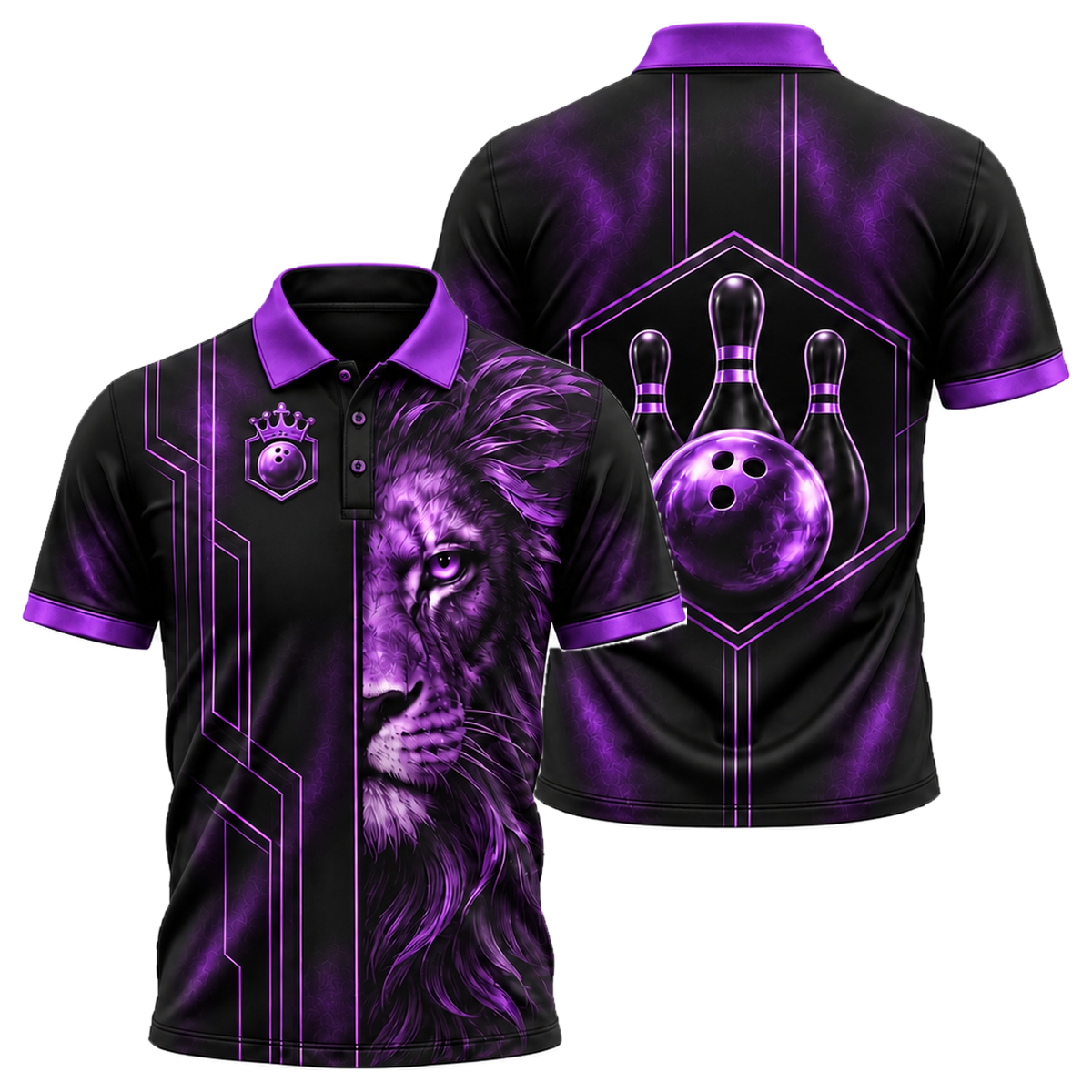 Copper Lion Pro Unisex Polo in Purple & Black