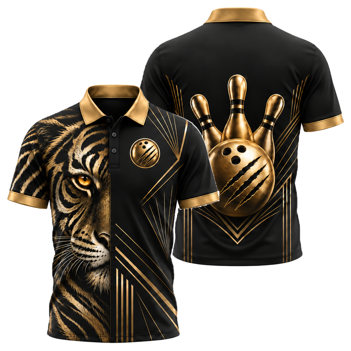 Gold Tiger Pro Unisex Polo in Black & Gold