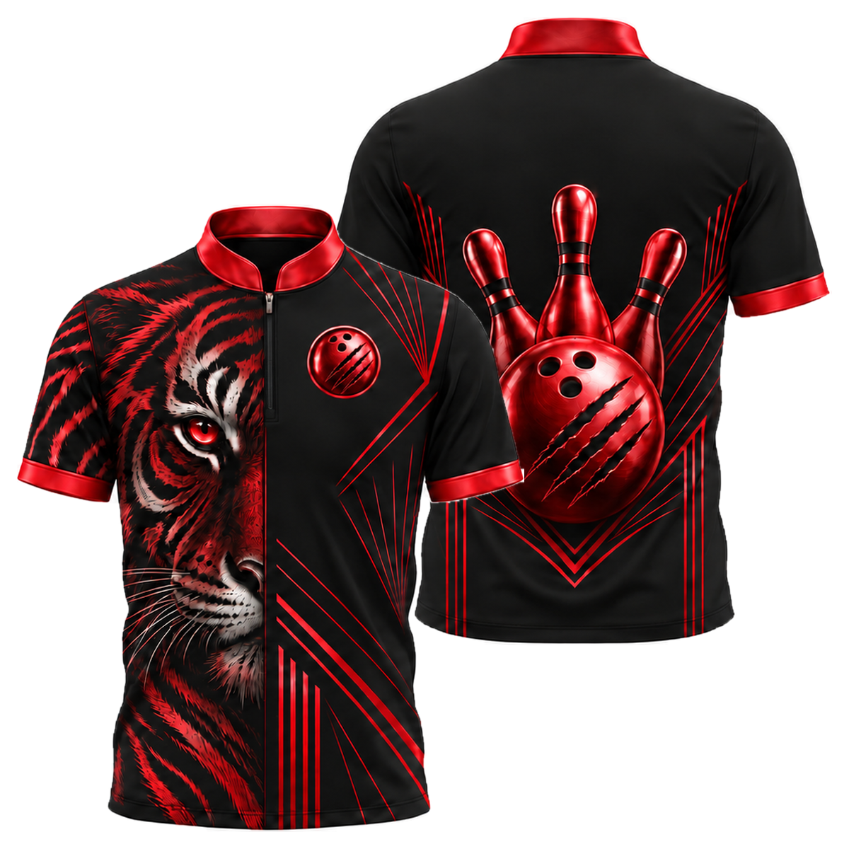 Gold Tiger Pro Bowling Jersey in Black & Red