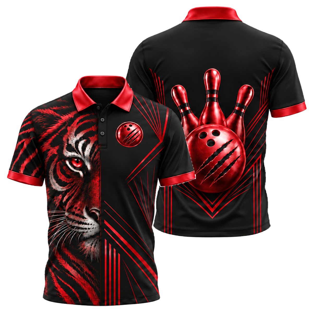 Gold Tiger Pro Unisex Polo in Black & Red