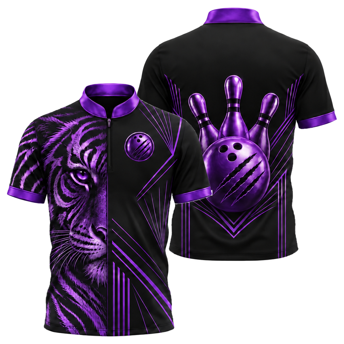 Gold Tiger Pro Bowling Jersey in Purple & Black