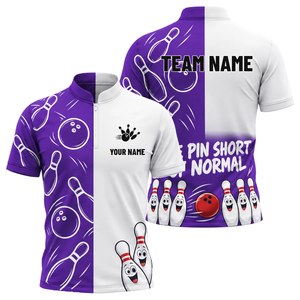 One Pin Short custom bowling shirt personalized with name and team name