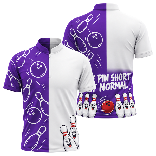 One Pin Short Bowling Jersey in Purple & Black