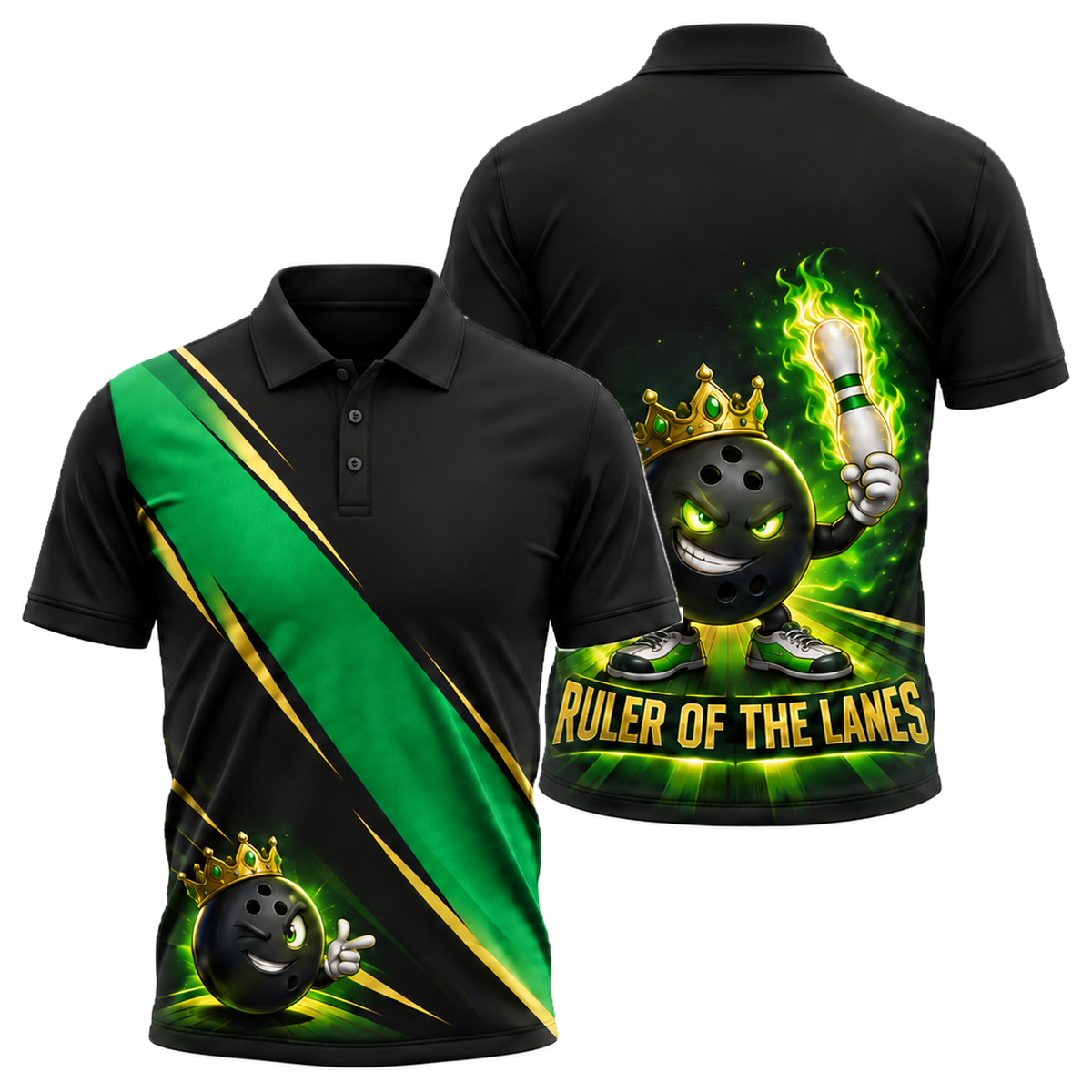 Ruler of the Lanes Unisex Polo in Green & Gold