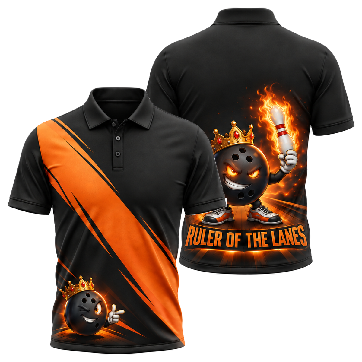 Ruler of the Lanes Unisex Polo in Orange & Black