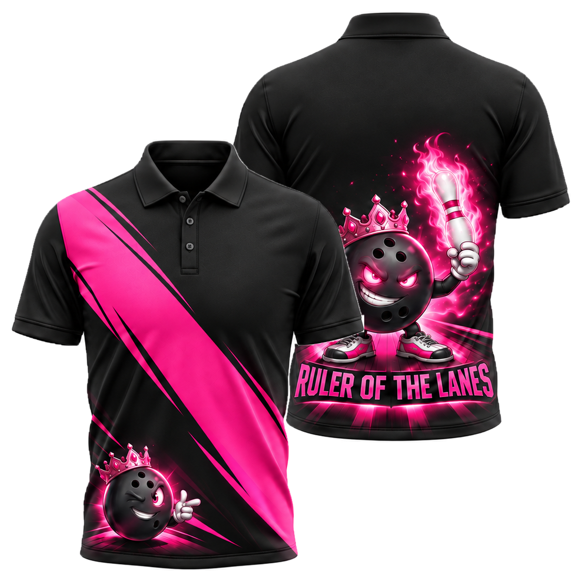 Ruler of the Lanes Unisex Polo in Pink & Black