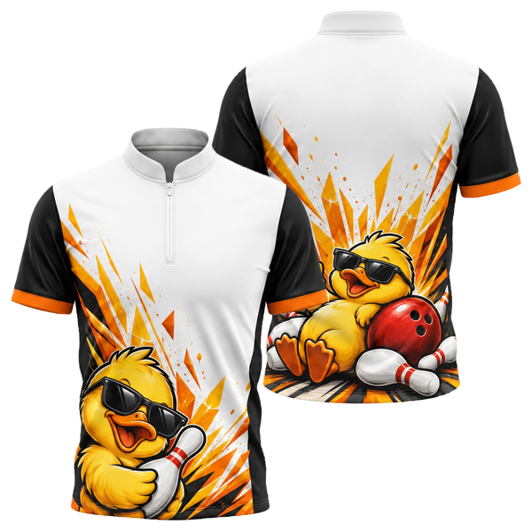 Cool Duck Strike Bowling Jersey in Orange & Black