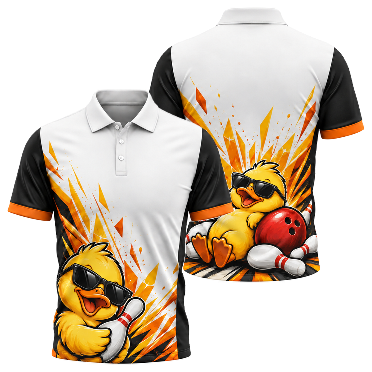 Cool Duck Strike Unisex Polo in Orange & Black