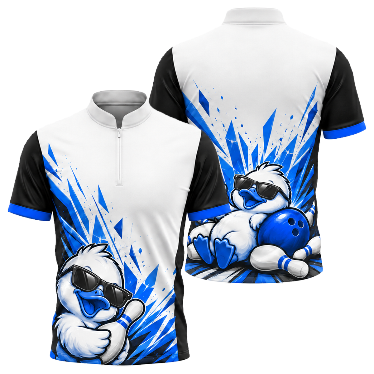 Cool Duck Strike Bowling Jersey in Royal & White