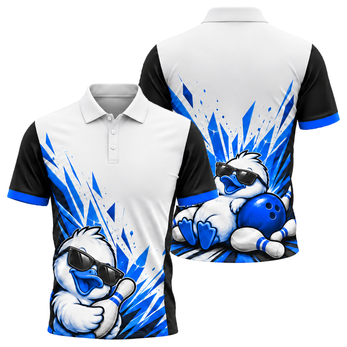 Cool Duck Strike Unisex Polo in Royal & White