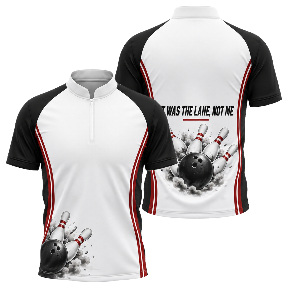 Blame the Lane Bowling Jersey in Black & Red