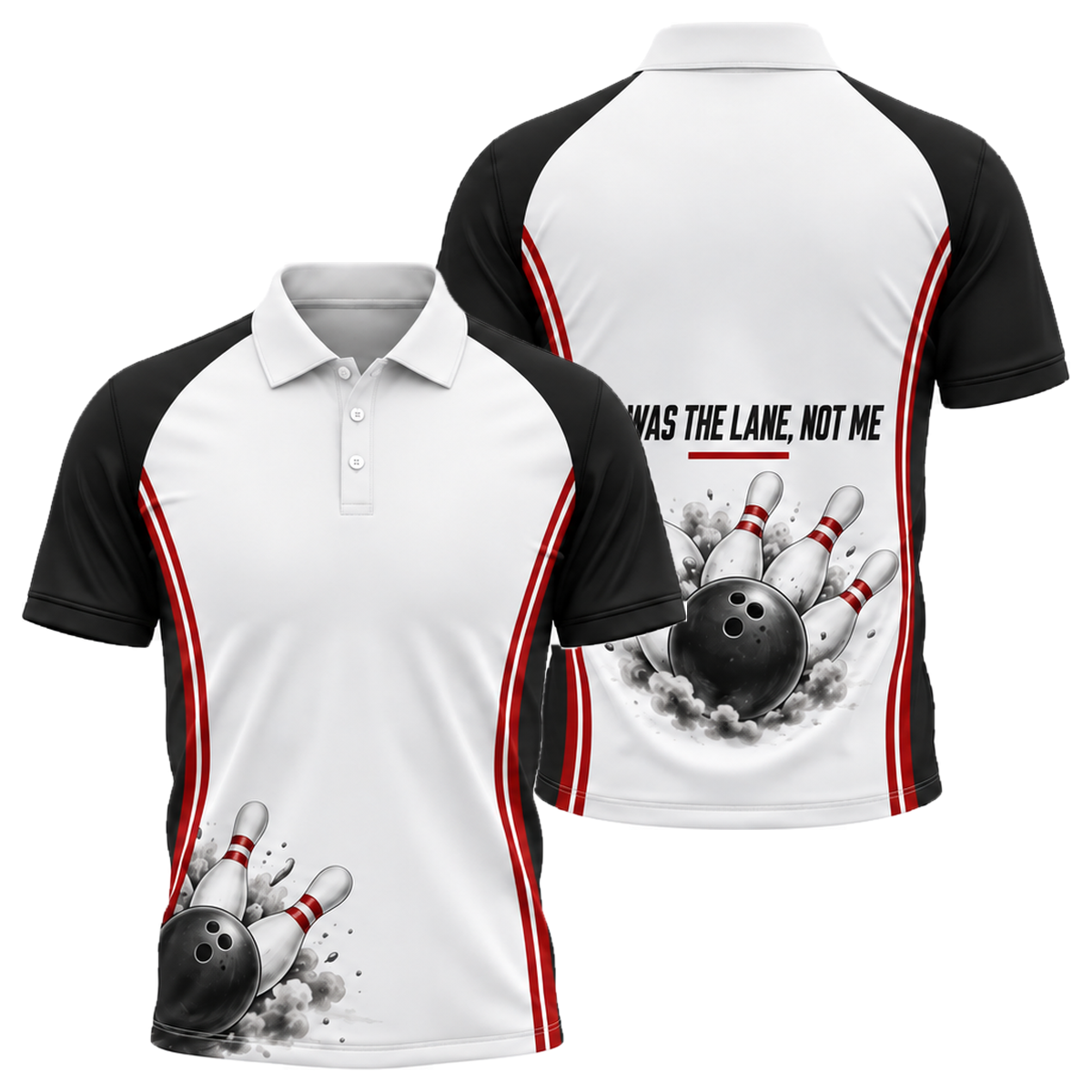 Blame the Lane Unisex Polo in Black & Red