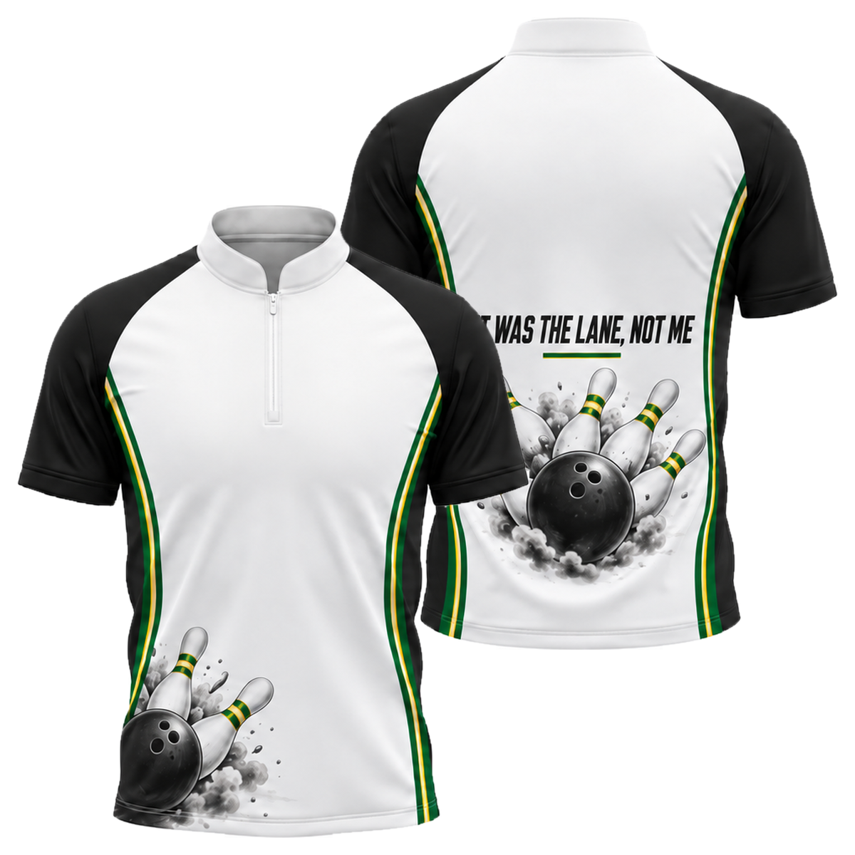 Blame the Lane Bowling Jersey in Green & Gold