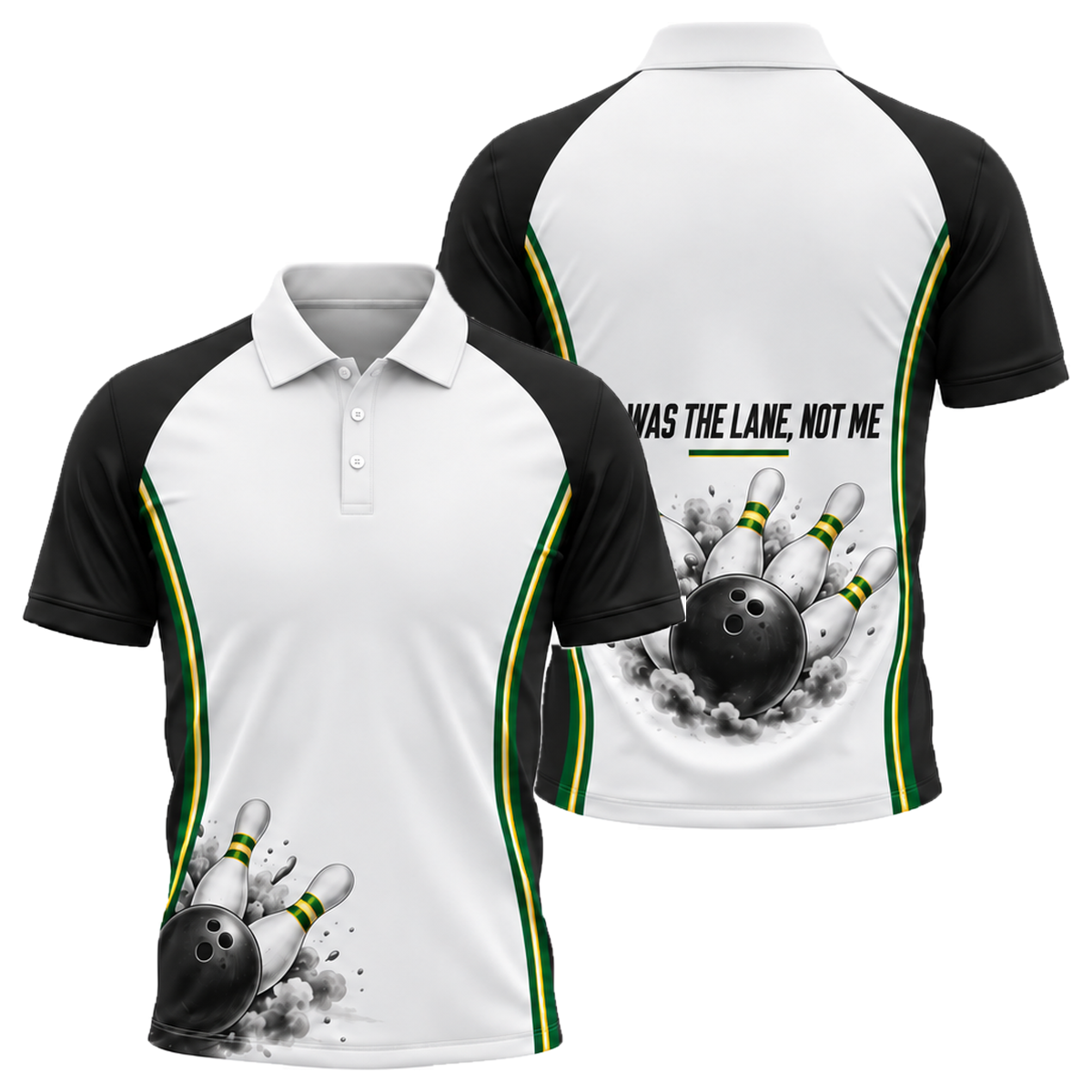 Blame the Lane Unisex Polo in Green & Gold