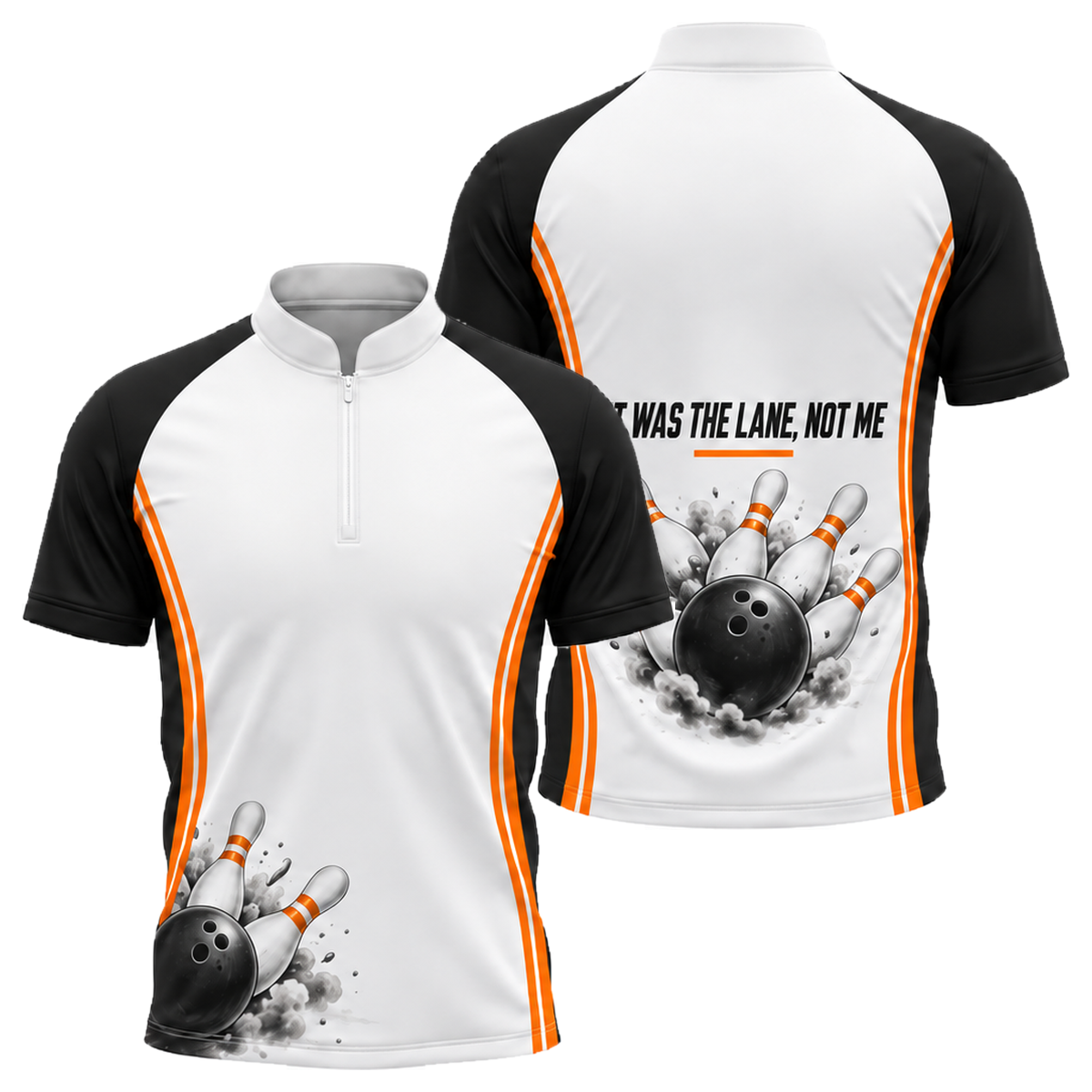 Blame the Lane Bowling Jersey in Orange & Black