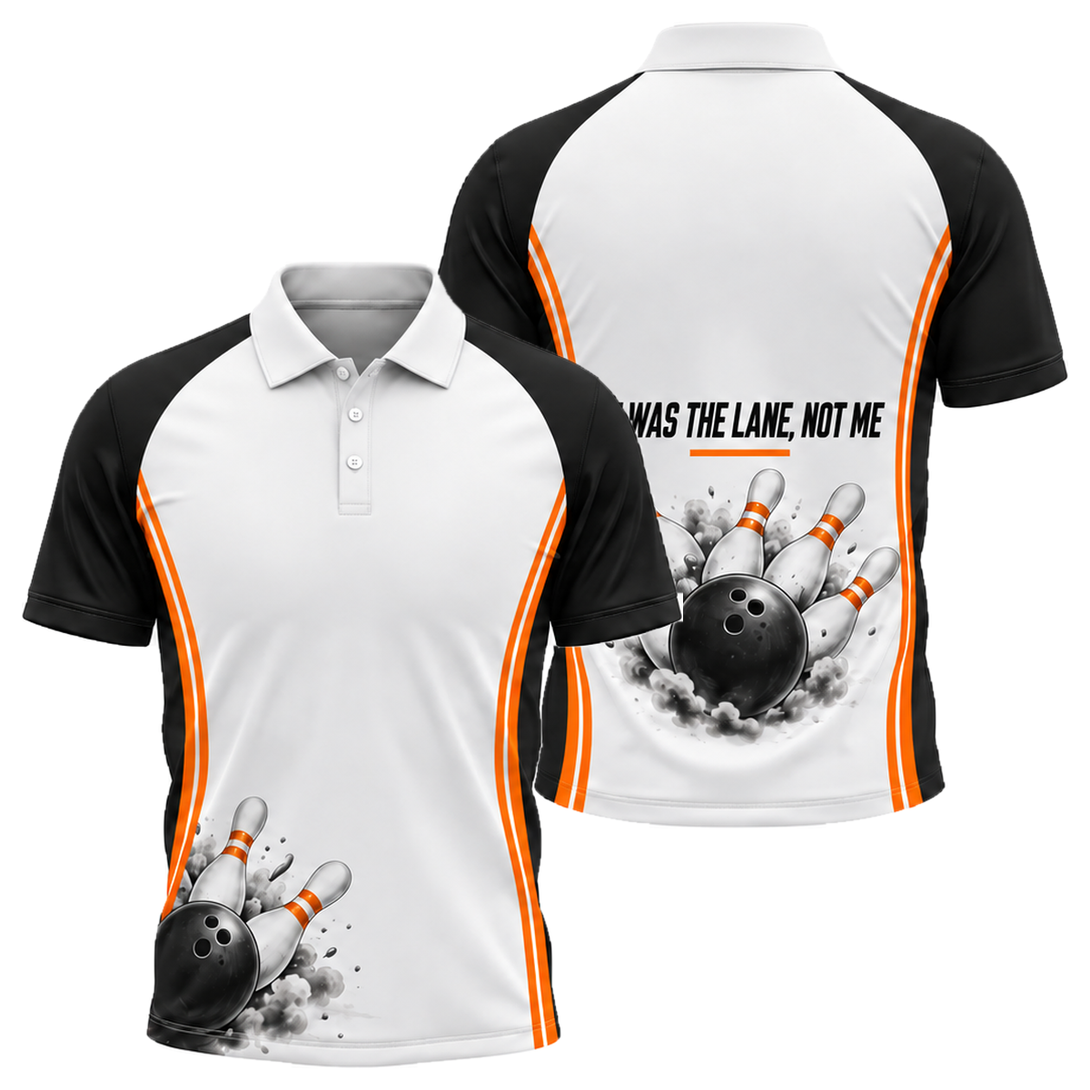 Blame the Lane Unisex Polo in Orange & Black
