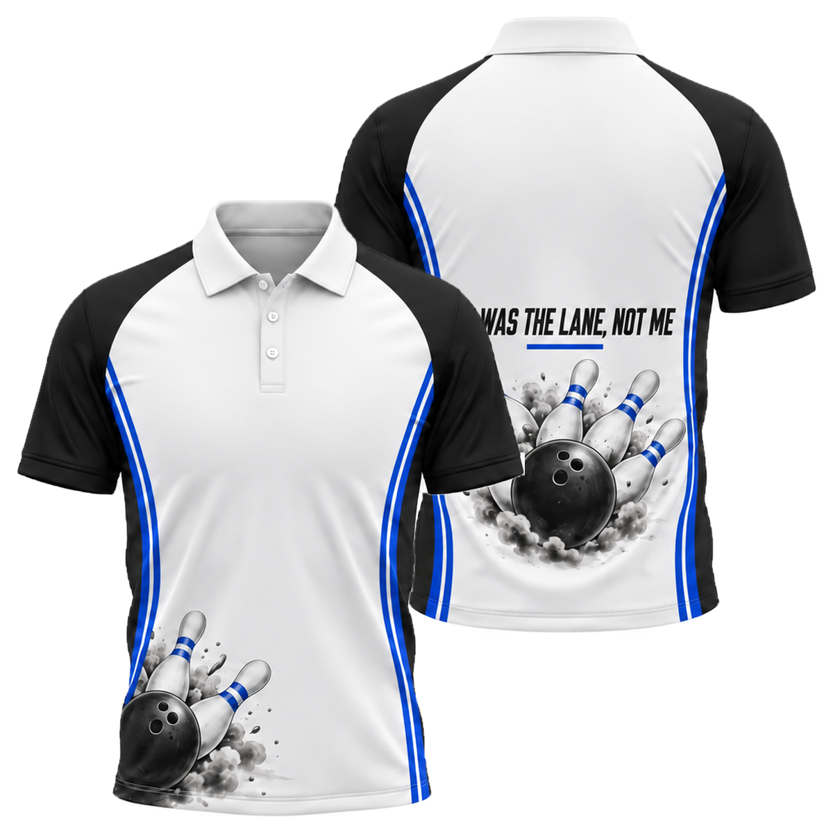 Blame the Lane Unisex Polo in Royal & White