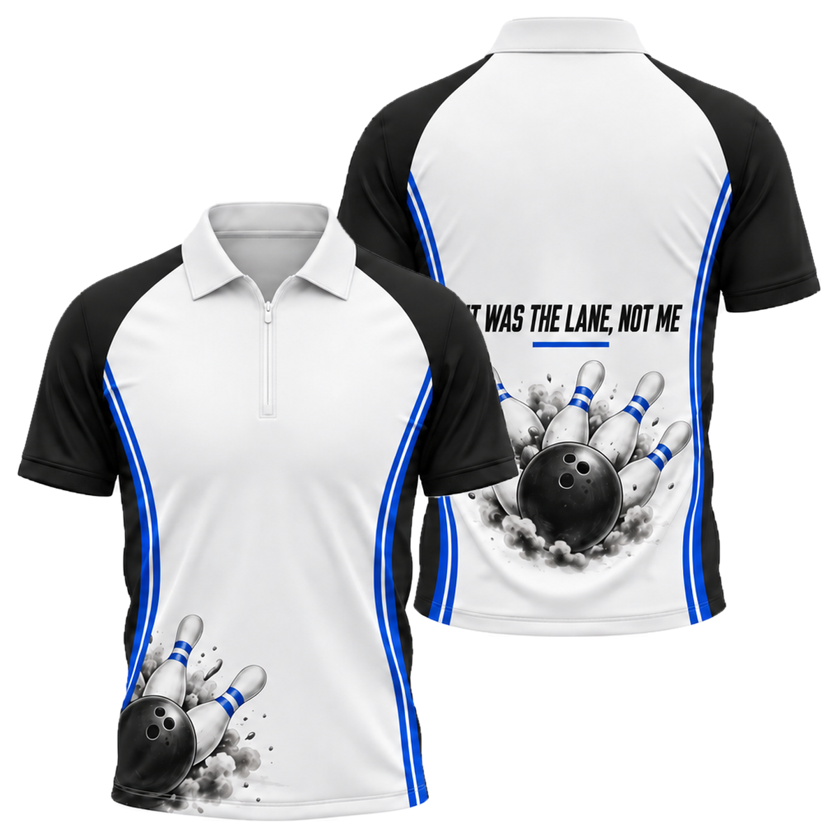 Blame the Lane Quarter-Zip Polo in Royal & White