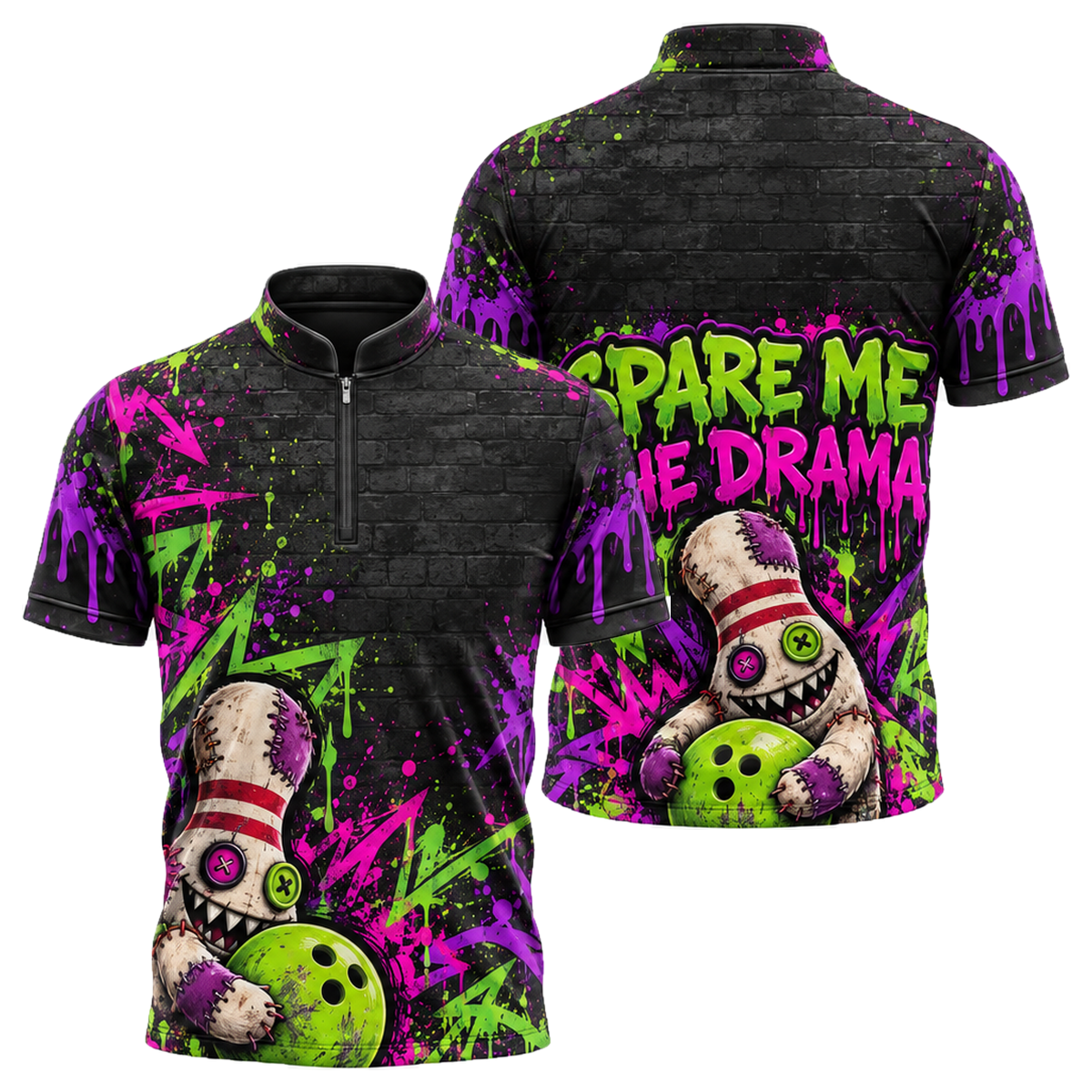 Stitched Pin Menace Bowling Jersey in Pink & Purple