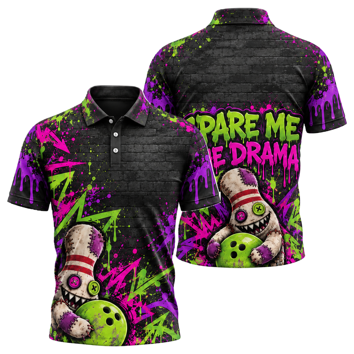 Stitched Pin Menace Unisex Polo in Pink & Purple