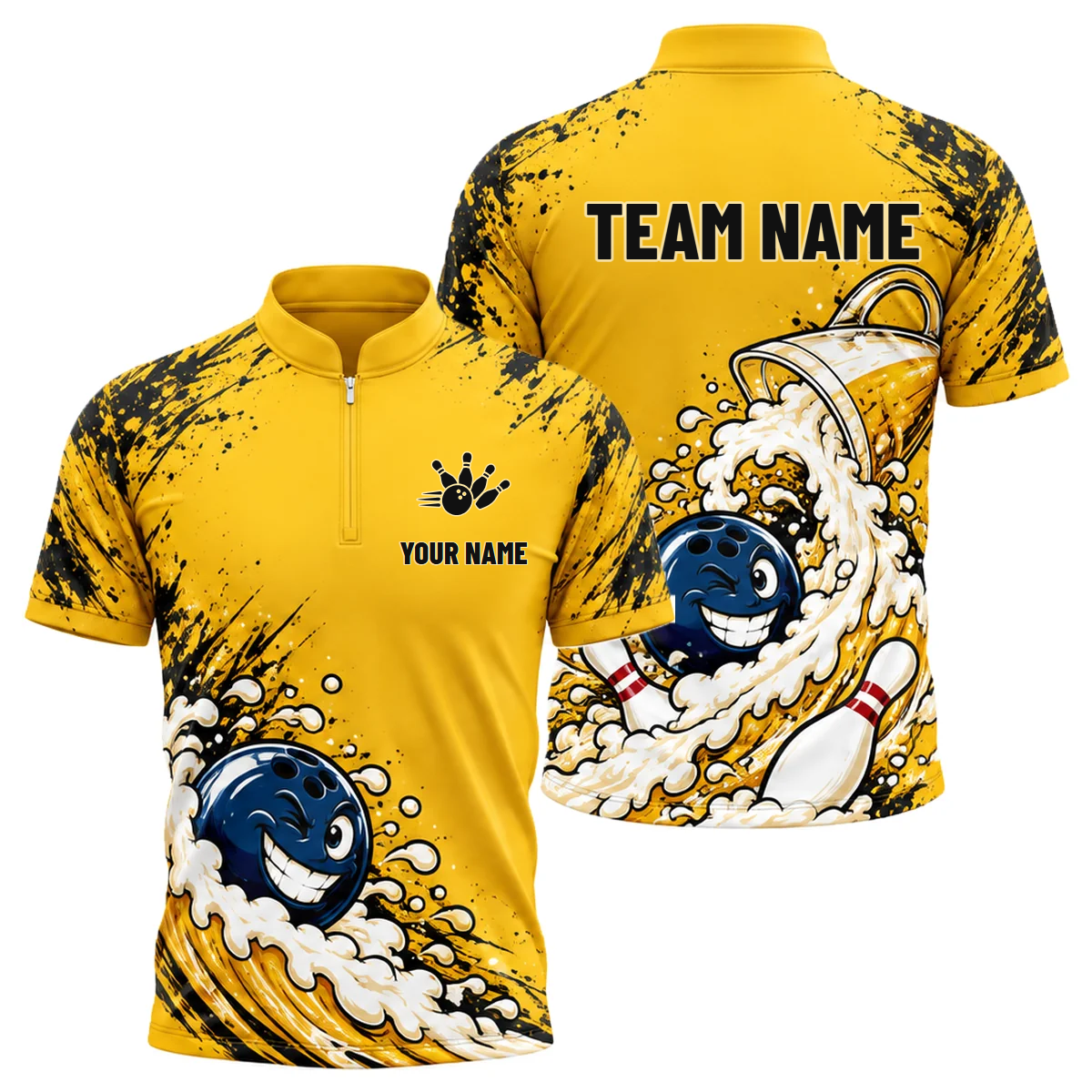 Foam Wave Rider custom bowling shirt personalized with name and team name