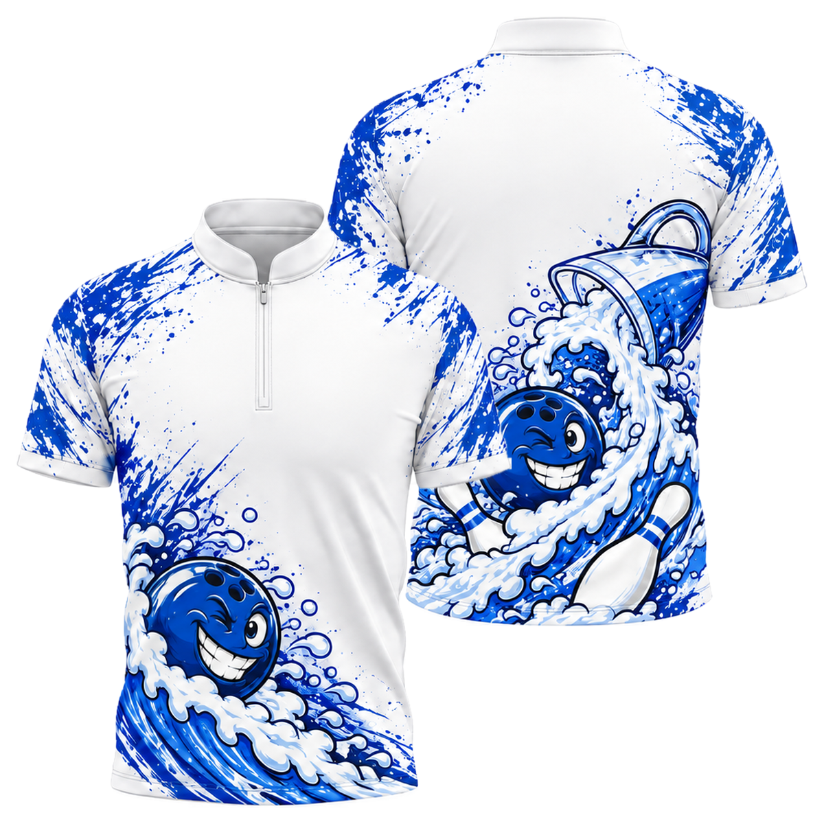 Foam Wave Rider Bowling Jersey in Royal & White