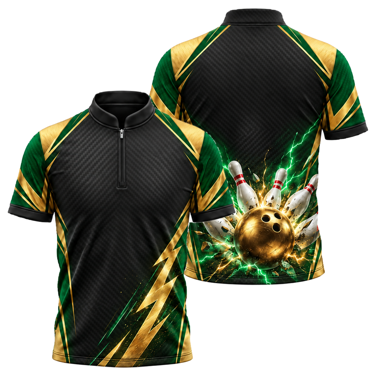 Gold Storm Strike Bowling Jersey in Green & Gold