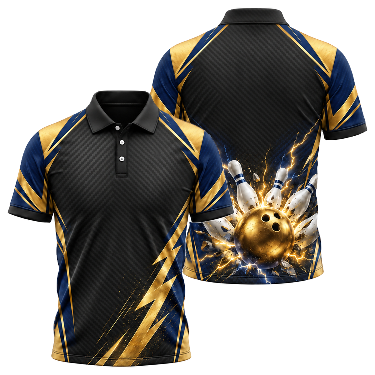 Gold Storm Strike Unisex Polo in Navy & Gold