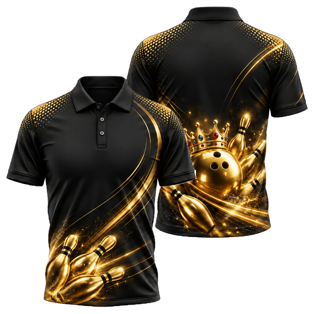 Royal Gold Crown Unisex Polo in Black & Gold