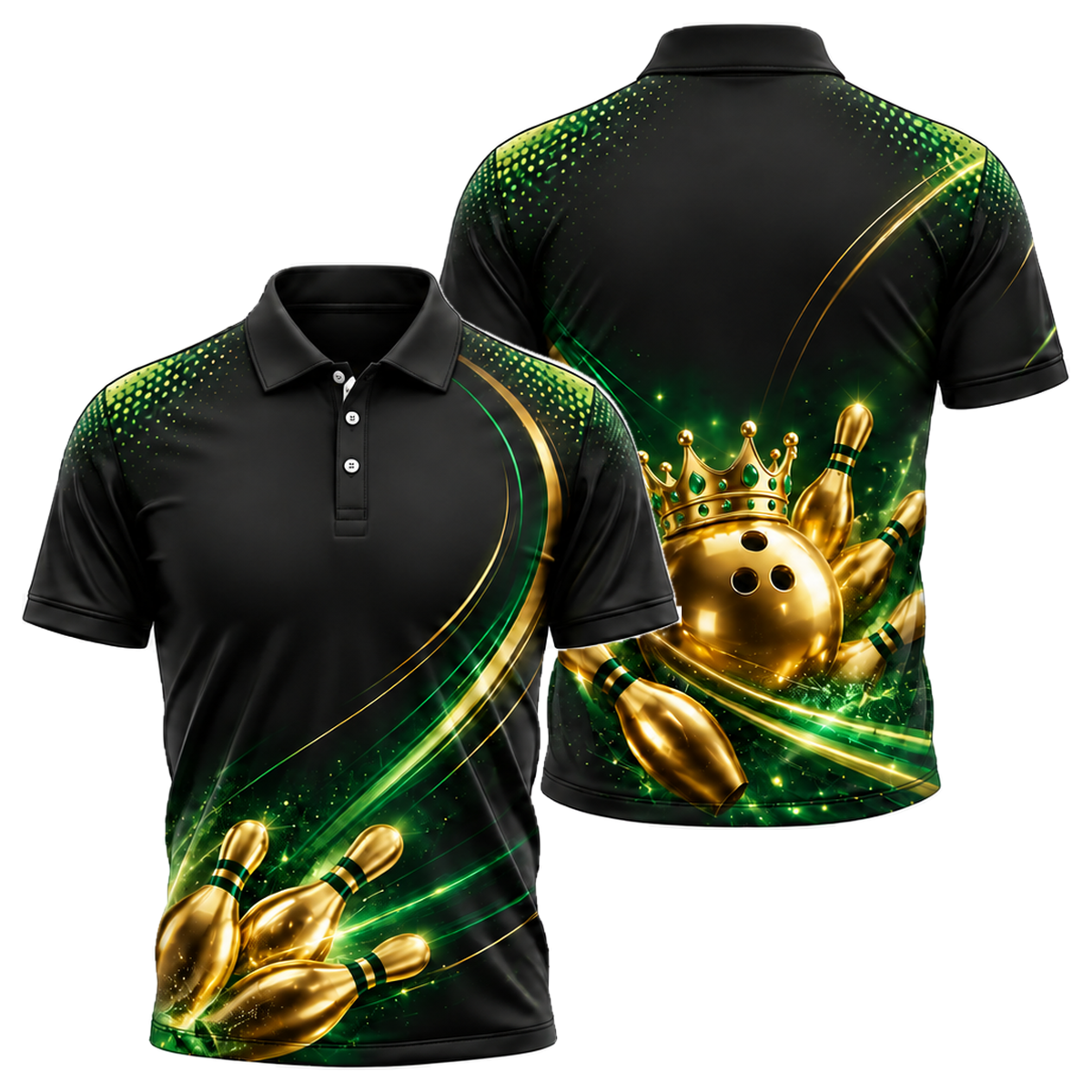 Royal Gold Crown Unisex Polo in Green & Gold