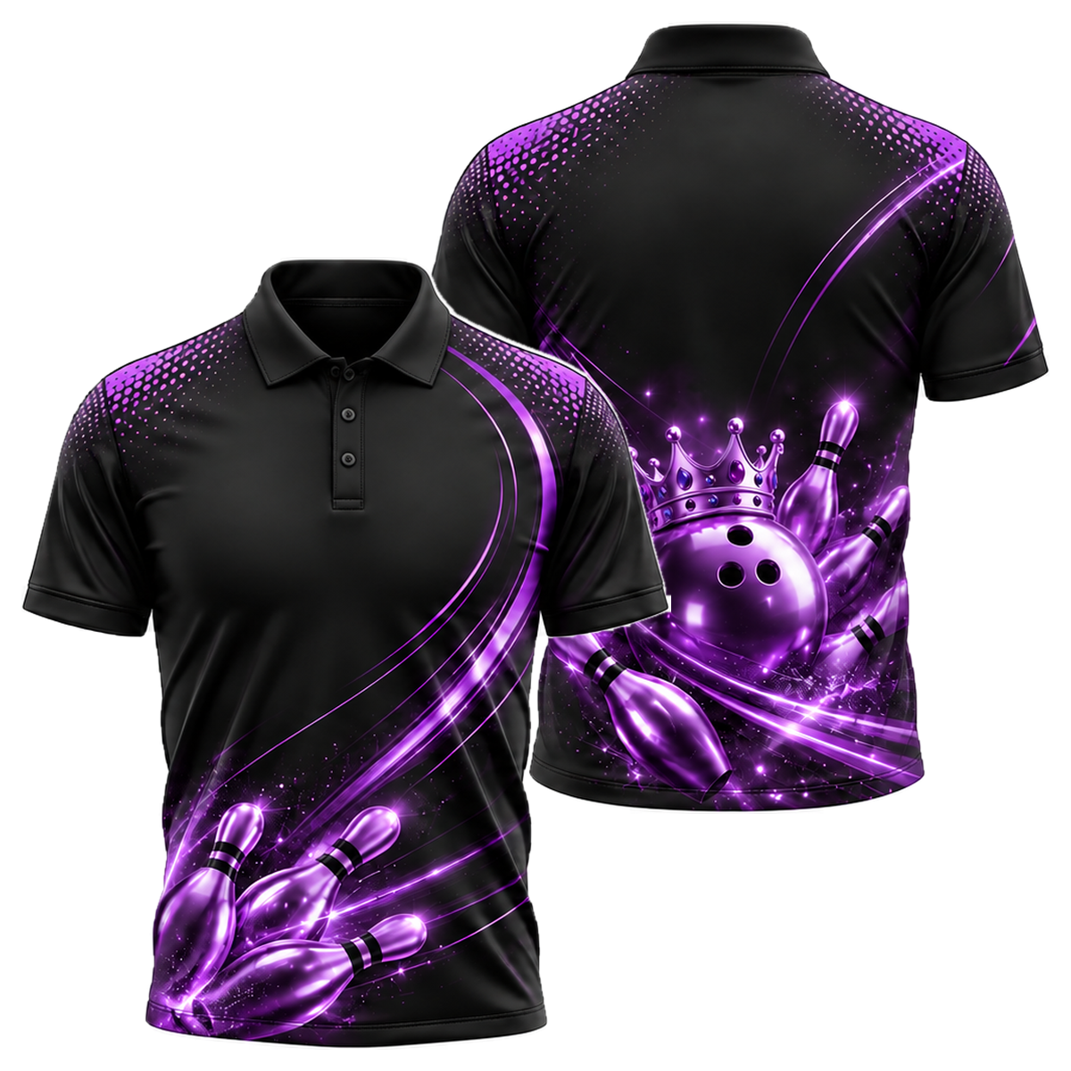Royal Gold Crown Unisex Polo in Purple & Black