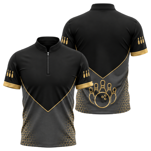Gold Arena Pro Bowling Jersey in Black & Gold