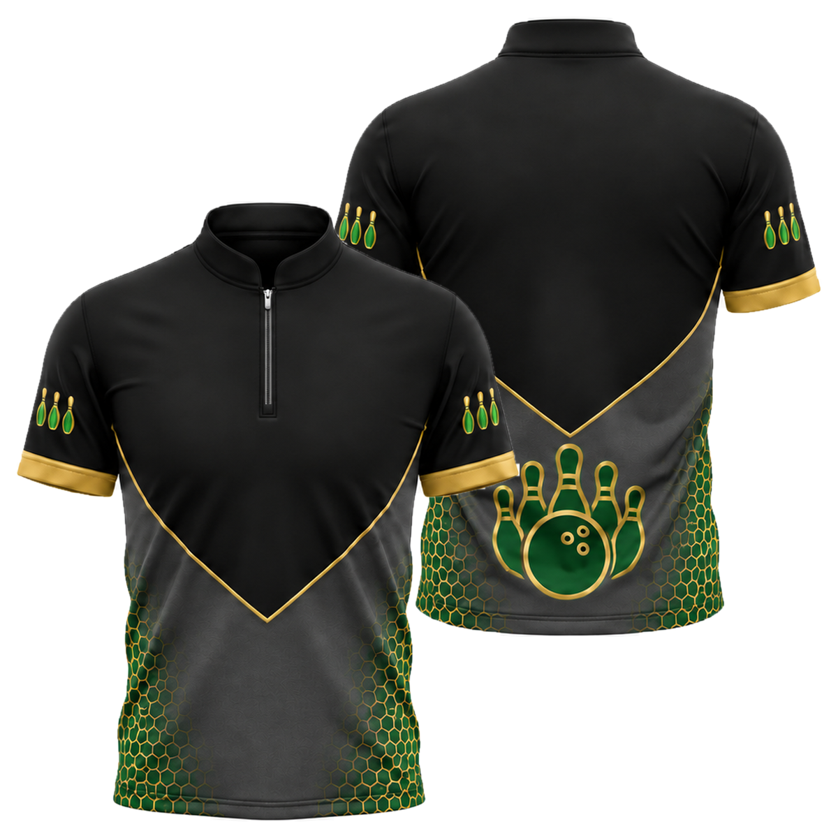 Gold Arena Pro Bowling Jersey in Green & Gold