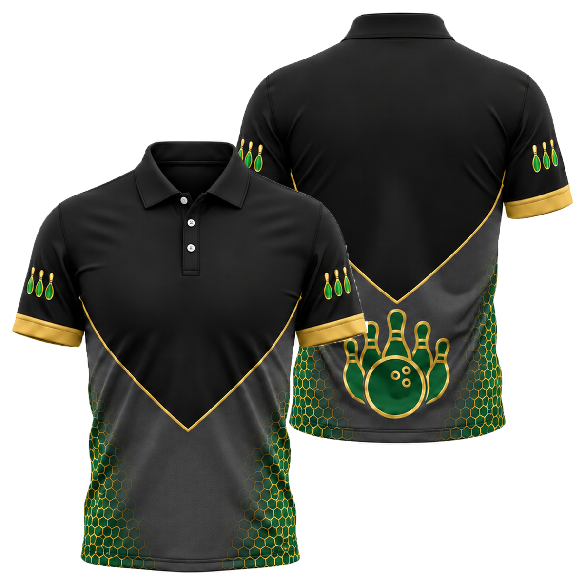 Gold Arena Pro Unisex Polo in Green & Gold