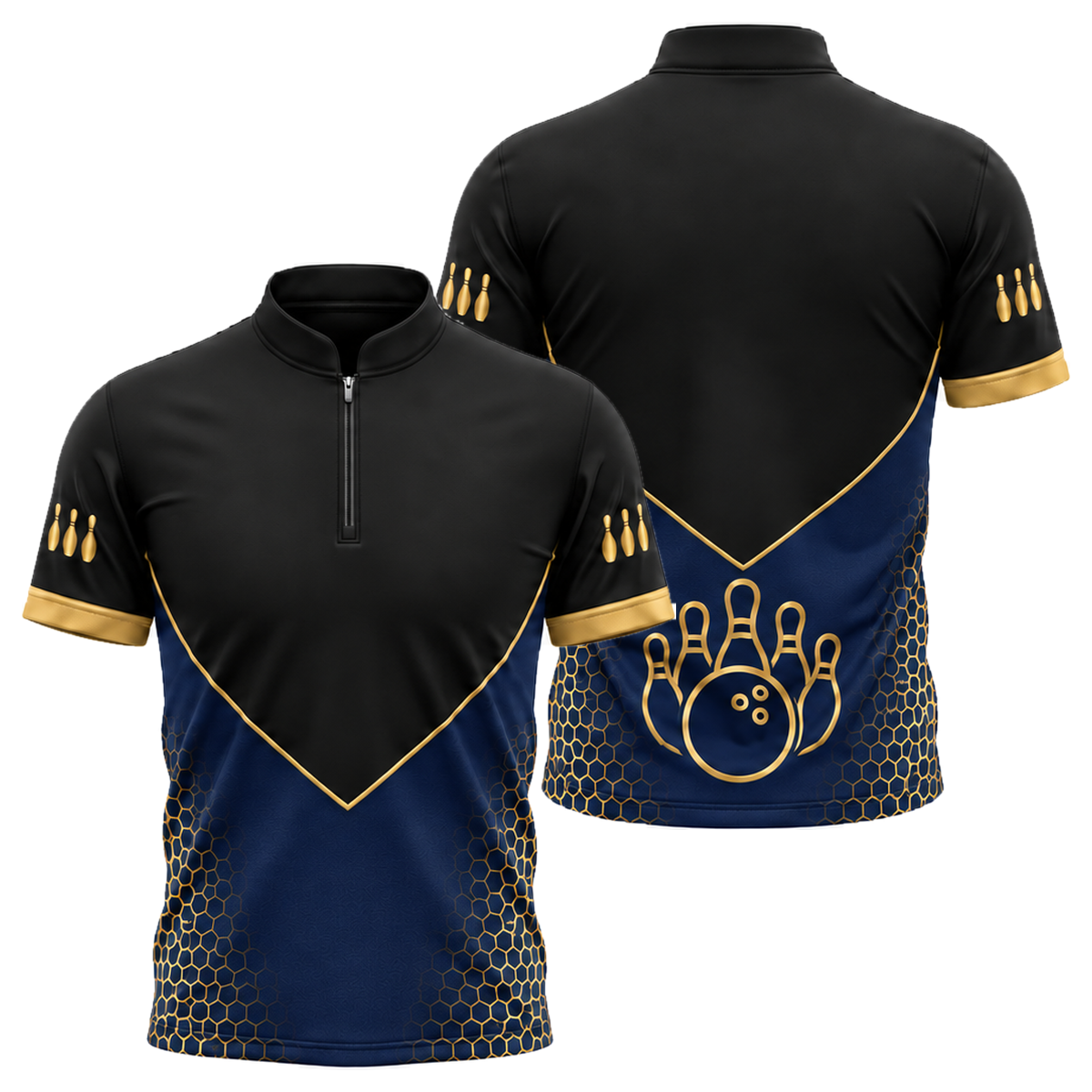 Gold Arena Pro Bowling Jersey in Navy & Gold