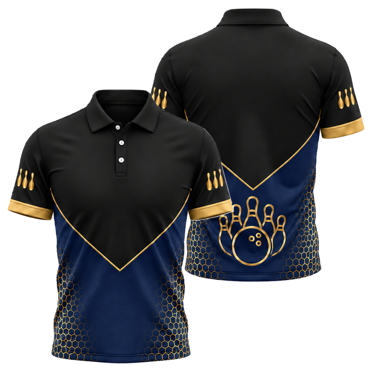 Gold Arena Pro Unisex Polo in Navy & Gold