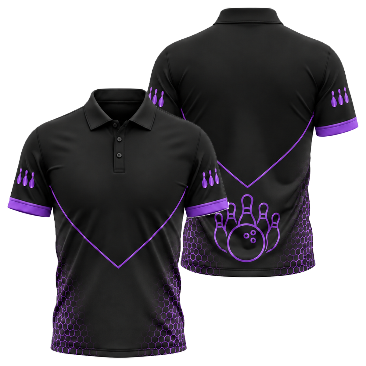 Gold Arena Pro Unisex Polo in Purple & Black
