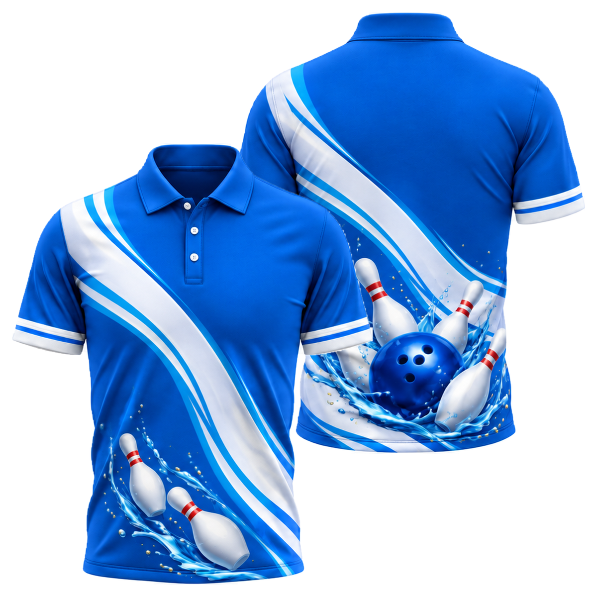Blue Wave Strike Unisex Polo in Royal & White