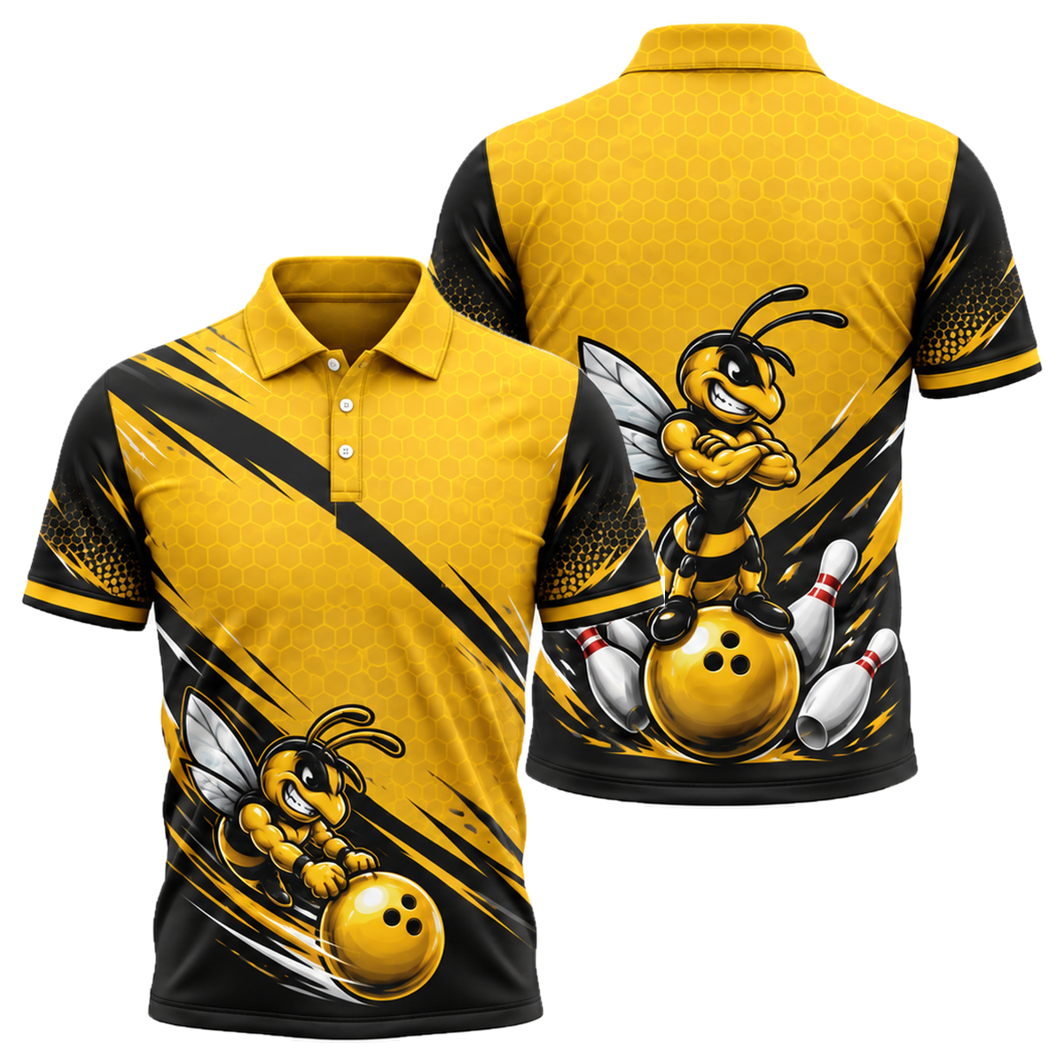 Killer Bee Strike Unisex Polo in Black & Gold