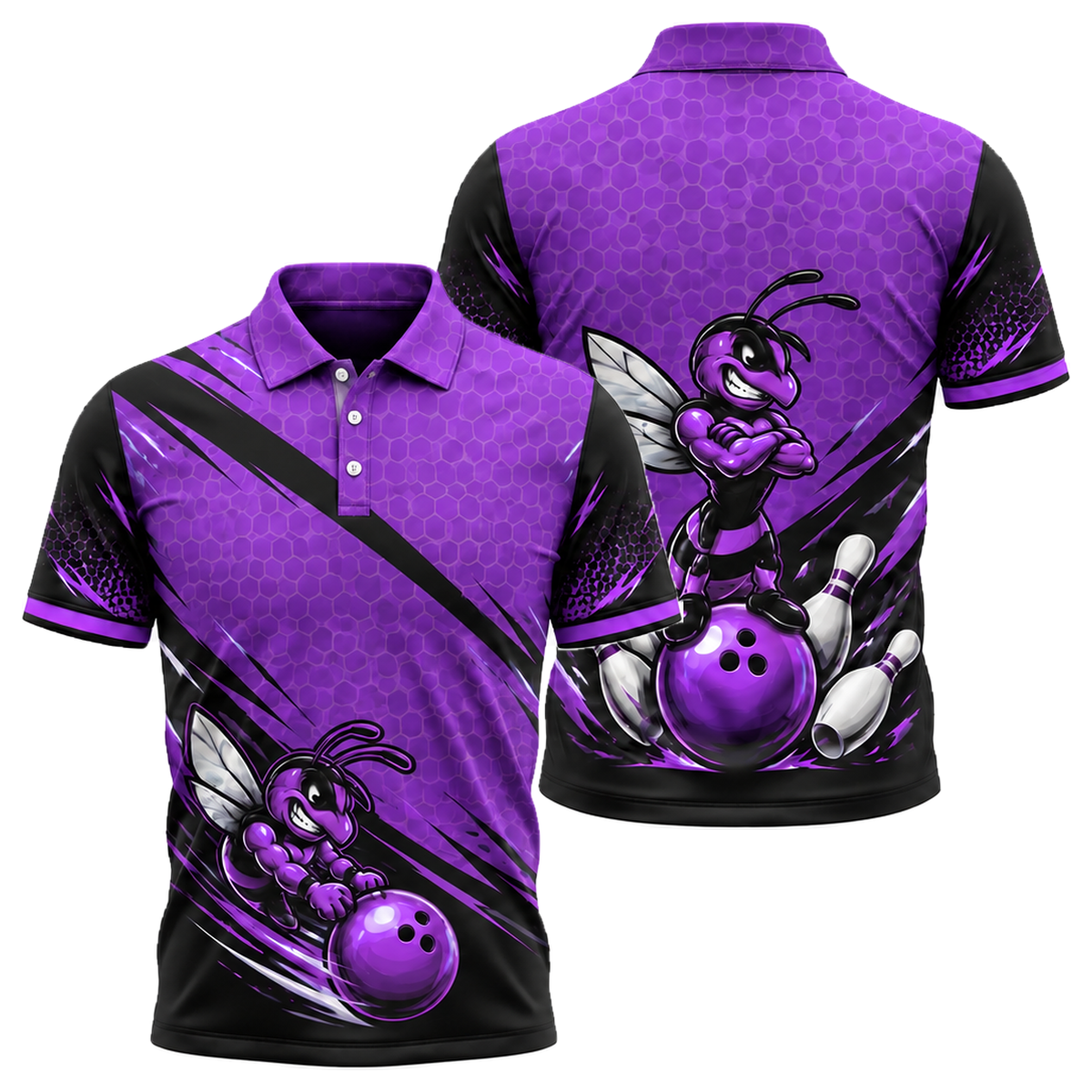 Killer Bee Strike Unisex Polo in Purple & Black