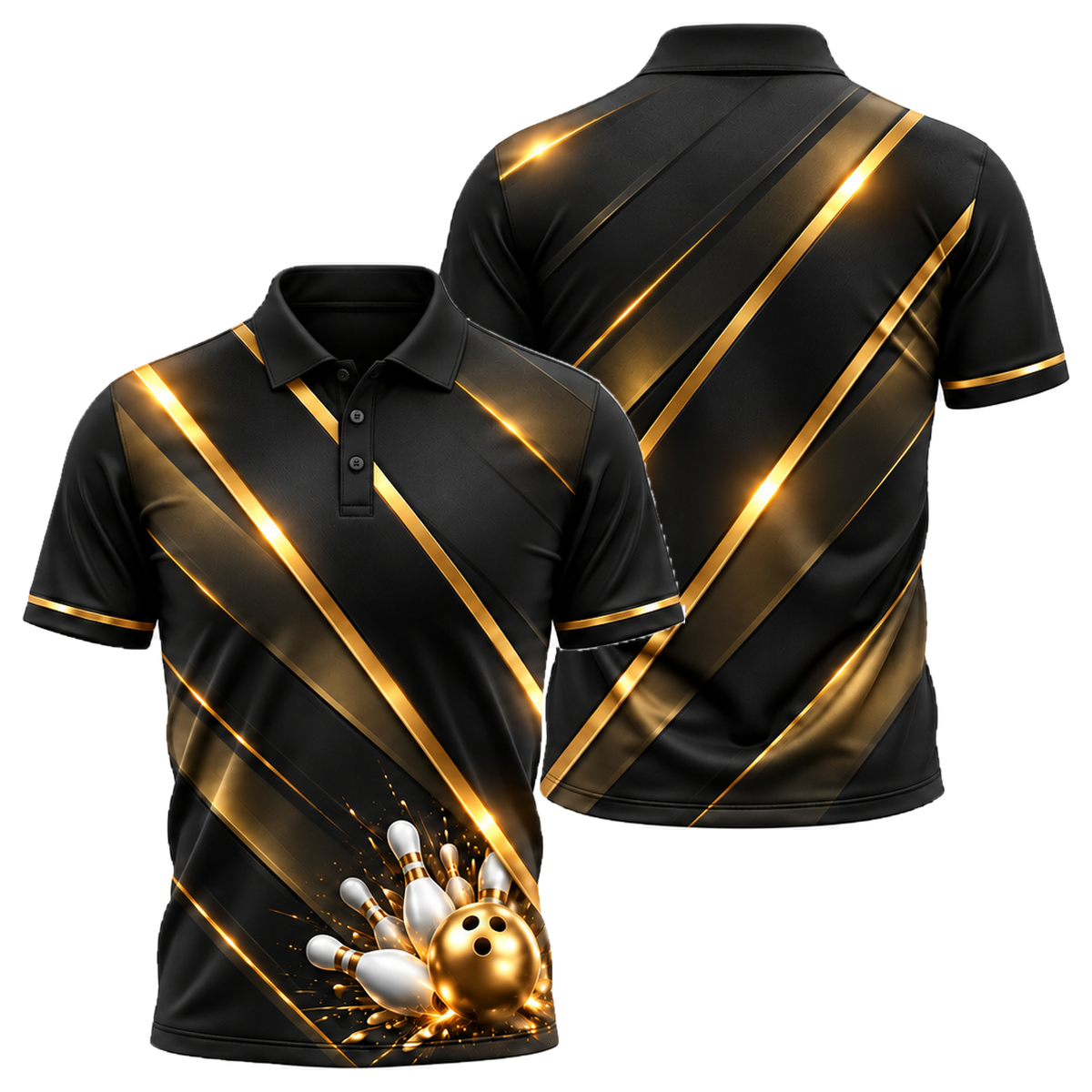 Gold Rail Navy Unisex Polo in Black & Gold