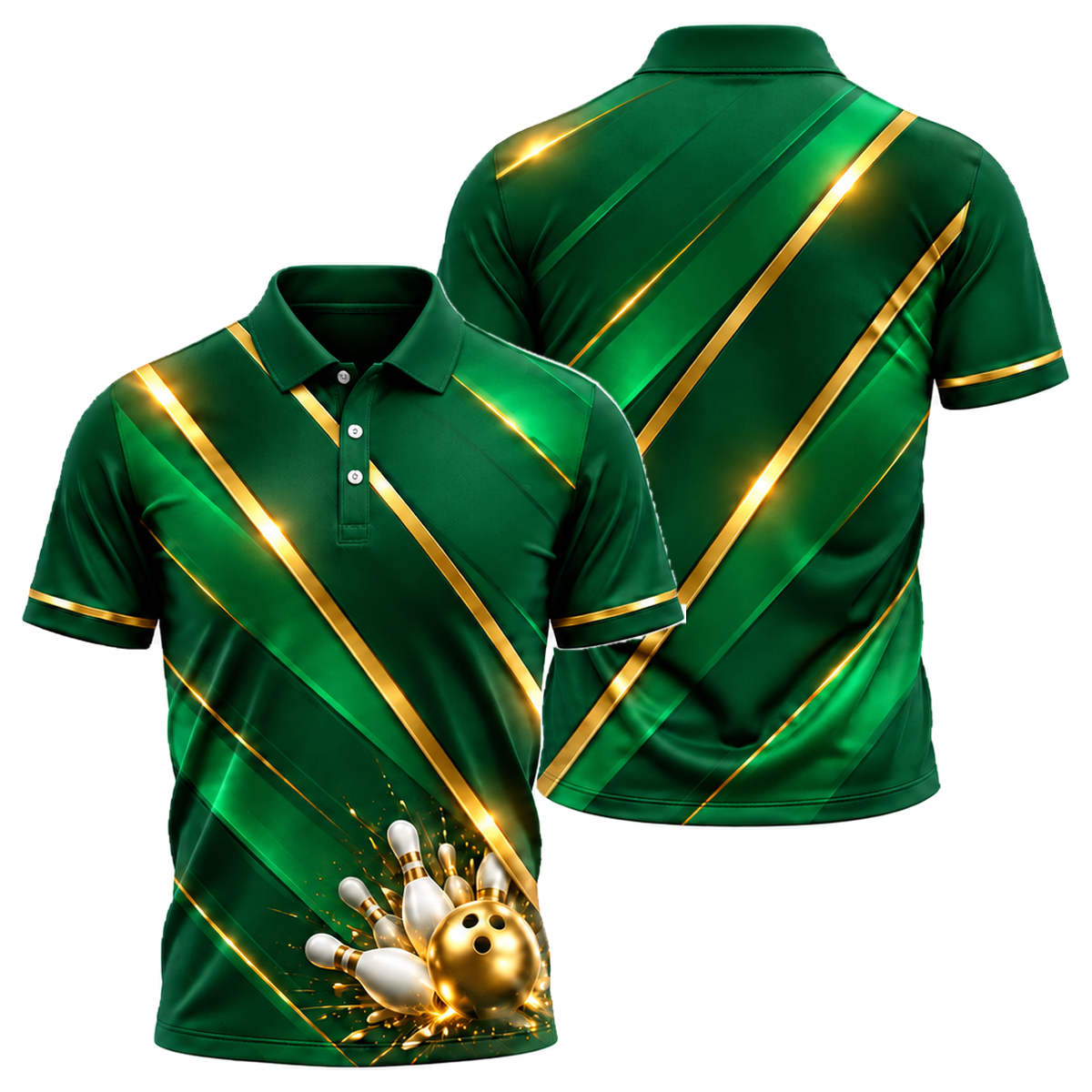 Gold Rail Navy Unisex Polo in Green & Gold