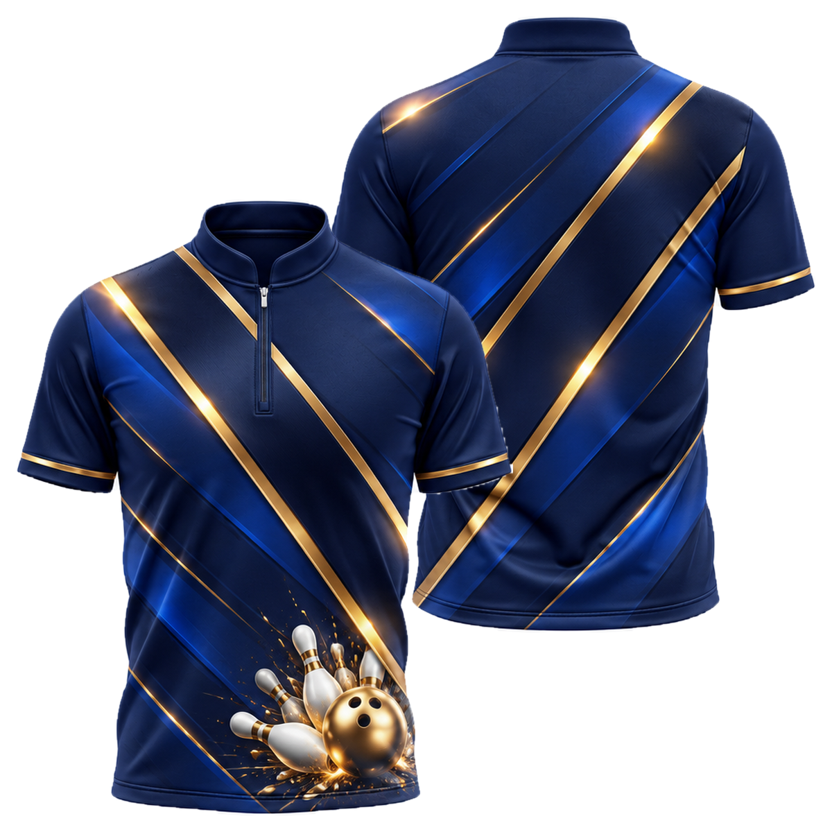 Gold Rail Navy Bowling Jersey in Navy & Gold