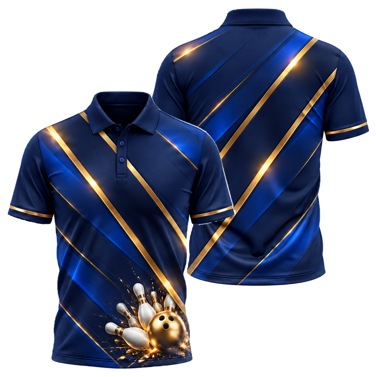 Gold Rail Navy Unisex Polo in Navy & Gold