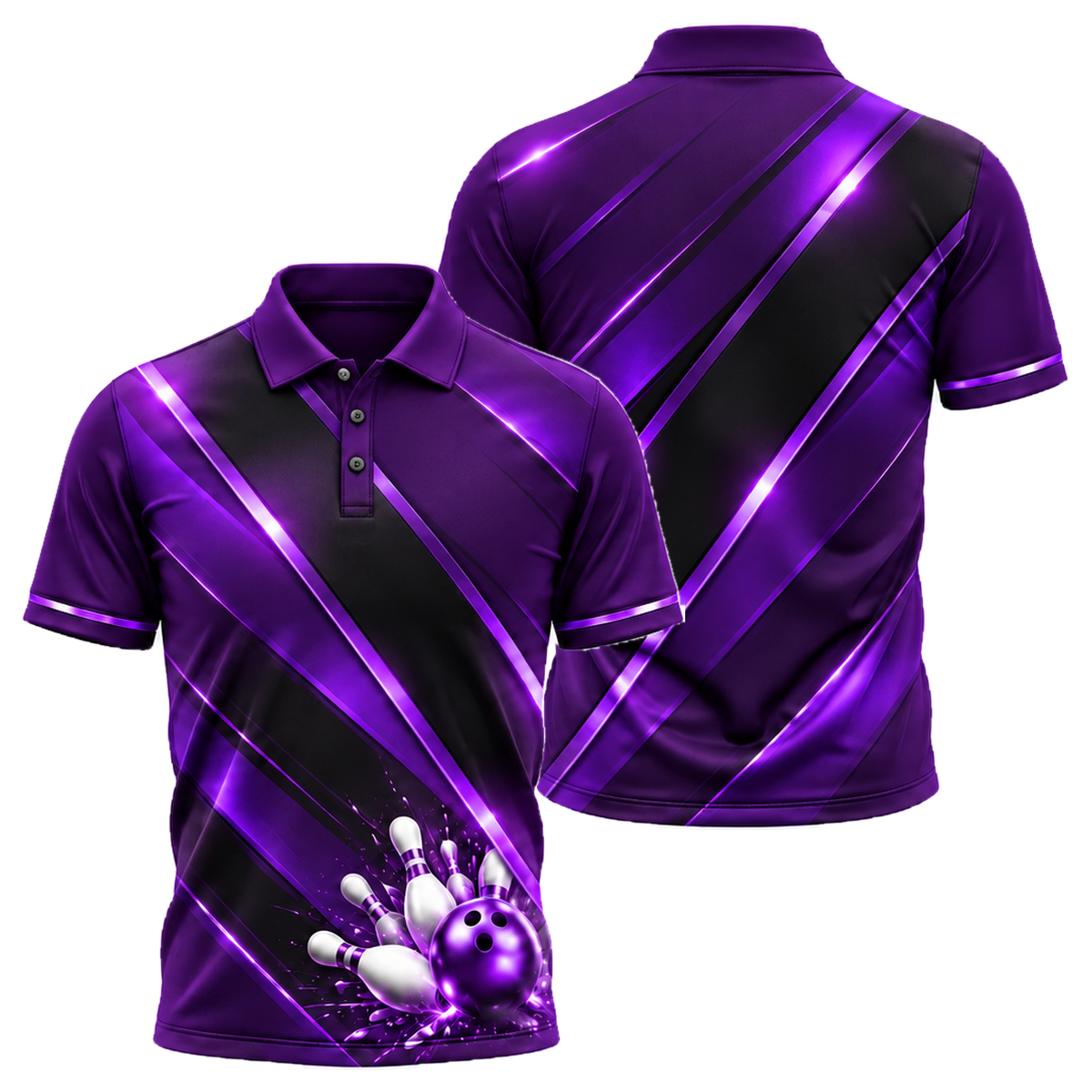 Gold Rail Navy Unisex Polo in Purple & Black