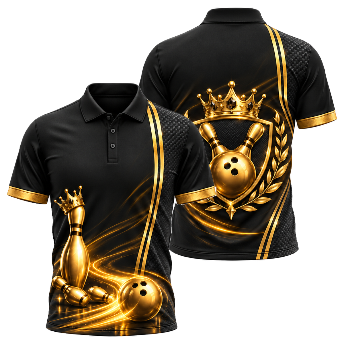 Burgundy Crown Rally Unisex Polo in Black & Gold