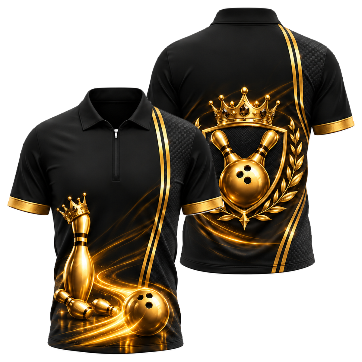 Burgundy Crown Rally Quarter-Zip Polo in Black & Gold