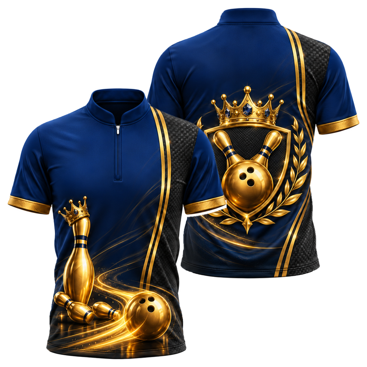 Burgundy Crown Rally Bowling Jersey in Navy & Gold